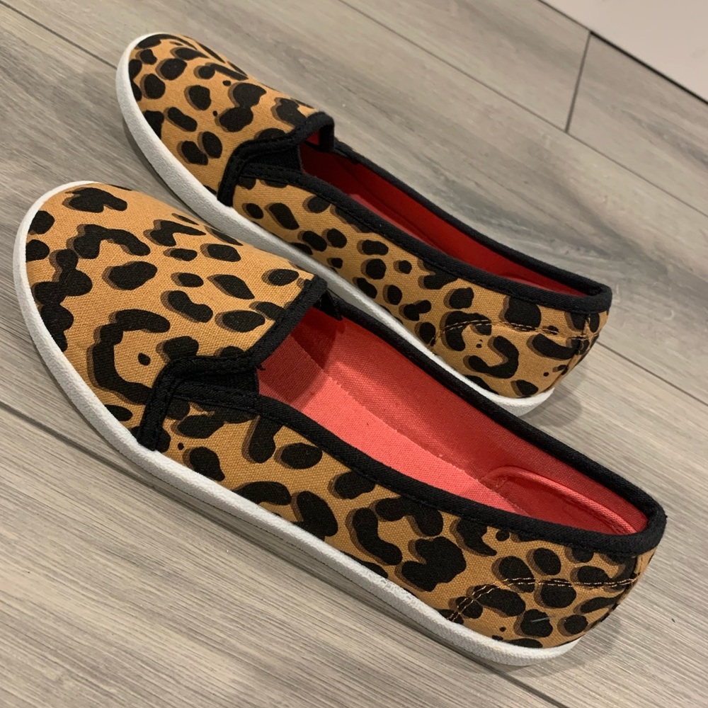 SOLD. Leopard Print Slide On Flats, Sneakers, Size 7